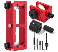 Support de montage pour charnières de porte, en alliage d'aluminium, avec gabarit de guidage réglable, de couleur rouge