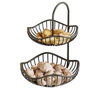 Support de panier à fruits en métal noir | Support de fruits pour comptoir de cuisine, garde-manger, salon, collations, légumes, pain, pommes de terre