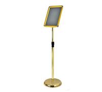 Support de panneau A4, support d'affiche réglable pour dessus table et sol, présentoirs signalisation en métal, sur pied publicité, salon professionnel, magasin, entrepri A4 Gold Rounded-corner style
