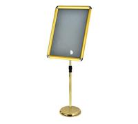Support de panneau A4, support de panneau de sol, cadre d'affichage à la fois vertical et horizontal avec coin de sécurité pour salon d'affaires d'église d'école A2 Gold Rounded-corner style