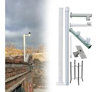 Support de panneau solaire de 4 m pour caméra de sécurité extérieure, poteau en acier galvanisé robuste, mât de surveillance résistant aux intempéries avec passe-câble, 4 entretoises et cage