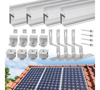 Support de panneau solaire pour toiture à tuiles pour 2 modules, Therlan Upgrade profilé en aluminium 300 mm & crochets de toit photovoltaïques, support solaire réglable applicable aux panneaux