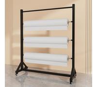 Support de papier cadeau à 3 niveaux et support de rangement pour magasins de fleurs et salles d'artisanat - Porte-écharpes en métal avec tige de suspension réglable et roues, grande capacité