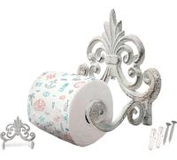 Support de papier toilette Fleur De Lis en fonte - Support de papier toilette mural en fonte - Design européen vintage - 17,14 x 15,87 x 10,79 cm - avec vis et chevilles