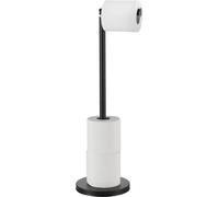 Support de papier toilette noir sur pied en acier inoxydable 304 avec une base lourde, support de papier toilette pour salle de bains.