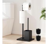 Support de papier toilette sur pied pour jusqu'à 4 rouleaux avec support de téléphone et compartiment sanitaire - acier inoxydable - accessoire de salle de bain WC Butler