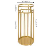 Support de parapluie au sol - Socle cylindrique en fer - Inoxydable, avec bac de récupération des gouttes - Adapté aux parapluies longs et pliables, ainsi qu'aux cannes - Couleur : or