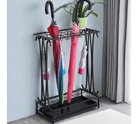 Support de parasol - Amovible - Plateau de drainage pour l'eau de pluie - Noir - Pour usage domestique ou de bureau - 10 emplacements