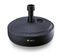 Pied de parasol, support de parasol, anthracite, en plastique, forme ronde pour jardin, terrasse, plage, imitation rotin, base de parasol remplissable avec du sable, de l'eau ou du gravier, mât de