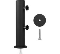 Support de parasol en acier inoxydable Benzoa®, couleur noire, pour un diamètre de poteau de 3,3 à 4,6 cm, montage universel pour terrasse, balcon et jardin, inclut une vis M10