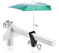 Support de parasol extra large, en métal avec revêtement par poudre, de couleur blanche. Fixation pour balcon et rambardes sans perçage, diamètre 28–38 mm, dimensions 33×14×14 cm