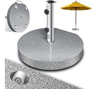 Support de parasol KESSER® en granit avec tube en acier inoxydable, socle de parasol de haute qualité de 30 kg - pour parasols avec des pieds de 16 à 48 mm, inclut une poignée de transport, idéal pour