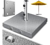 Support de parasol KESSER® en granit avec tube en acier inoxydable, socle de parasol de haute qualité de 30 kg - pour parasols avec des pieds de 16 à 48 mm, inclut une poignée de transport, idéal pour