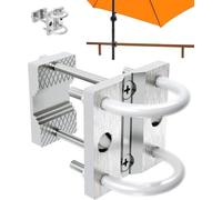 Support de parasol pour rails de balcon - inoxydable - rond et carré - support de parasol jusqu'à 300 cm - support stable - fixation sûre à la rambarde Parasol pince