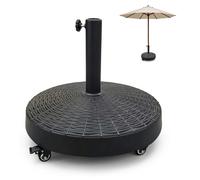 Support de parasol Relaxdays, poids de 23 kg, pour parasols avec des tubes de 38 à 48 mm, équipé de roulettes avec frein, socle de parasol en polyrésine, de couleur noire