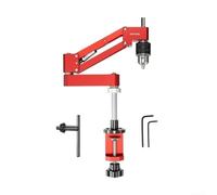 Support de perceuse à main en porte-à-faux horizontal, montage vertical, guide linéaire en alliage d'aluminium CNC, rouge, 370 x 225 x 70 mm, mandrin à 3 mâchoires de 1,5 à 10 mm réglable