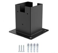 Support de pergola à angle droit 3 voies en acier aluminium noir (base) | Base de bride 150 mm, boulons d'expansion inclus, revêtement antirouille, cadre stable, utilisation en extérieur