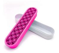 Support de pinceaux de maquillage en silicone pour pinceaux de bureau, outils de couture, support de rangement pour ciseaux, peinture, stylos, marqueurs cosmétiques (21 cm, rose rouge)