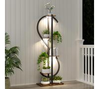 Support de Plante Métallique à 5 Étagères Ouvertes - Étagère Fleur avec Lumières de Croissance pour Balcon Salon - 55x26x153cm