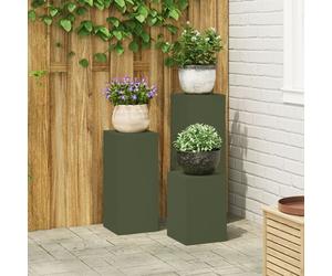 Support de Plantes d'Extérieur vidaXL Pilier 3 pcs Vert Olive Acier