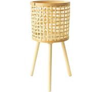 Support de plantes en bambou tissé avec pieds en bois - Panier de fleurs en rotin d'intérieur - Support de plantes en rotin tissé d'intérieur - Support de plantes en rotin - Décoration intérieure et a