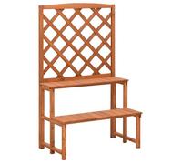 Support de plantes en bois - vidaXL - 70x42x115 cm - Bois de sapin massif - Brun - Deux étagères - Treillis intégré