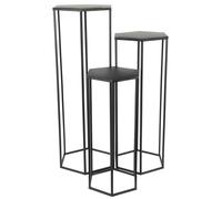 Support de plantes HowHomely, ensemble de 3 pièces, en métal noir, pour plantes d'intérieur