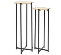 Support de plantes HowHomely, lot de 2, noir, en métal et bois, tabouret pour plantes