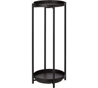 Support de plantes rond en métal revêtu pour l'intérieur et l'extérieur en noir
