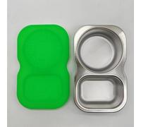 Support de plat en acier inoxydable à double grille pour sauces - Porte-frites réutilisable pour condiments pour barbecue et pique-nique - 14 x 8,5 cm (vert)