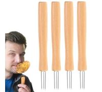 Support de poignée de maïs, fourchette de cuisine avec 3 dents et une poignée en bois, quatre supports de maïs, parfait pour les barbecues, le camping, les fêtes et