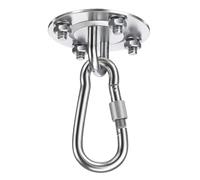 Support de point d'ancrage en soie pour hamac | Disque en acier inoxydable de 90 mm, capacité de 500 kg, pivotant à 360°, plaque de boulon à 4 trous avec boulons d'extension