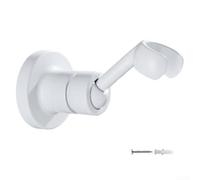 Support de pommeau de douche réglable à 360 degrés en cuivre avec vis pour salle de bain, support de base fixe, finition argentée, convient aux repose-douche standard, décoration moderne (blanc)