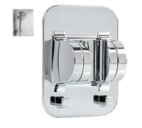 Support De Pommeau De Douche Sans Percage Chromé, Barre de douche sans perçage, DoucheRéglable avec Crochets, Support Douche Mural Universel, Accroche Pommeau de Douche pour Salle de Bain