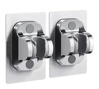 Support de pommeau de douche Support de pomme douche sans perceuse, support mural à ventouse, accessoires salle bain réglables(Silver-2pcs)
