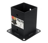Support de poteau 70 x 70 mm - Douille à visser pour poteaux en bois, douille de sol, sabot de poteau, sabots de poutre, noir, revêtu de poudre - fixation stable pour poteaux de clôture, Lun Fix
