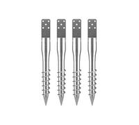 SucceBuy No Dig Ancrage de terre, pack de 4, 3,94 x 2,76 x 27,56 pouces Poteau à visser, 6 boulons d'ancrage et acier d'armature inclus, support en acier robuste en forme de U