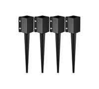 VEVOR Piquet d'ancrage pour poteau de clôture,4 pcs, support de poteau en métal enduit de poudre noire, extérieur 610 x 113 x 113 mm (intérieur 89 x 89 mm) pour boîte aux lettres et barre de jardin