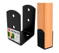 Support de poteau en U, 70x70x120 mm, perçages Ø11 mm, noir thermolaqué | Ancre de poteau, Douille de sol, Connecteur d'angle, Sabot de poutre, Support de poteau de clôture, Connecteur bois