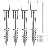 Support de poteau en U VEVOR Lot de 4 100 x 70 x 700 mm Poteau de bricolage à visser avec 6 tirants et une barre d'armature Support de poteau en U idéal pour poteau de boîte aux lettres et poteau de c