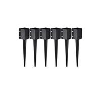 VEVOR Piquet d'ancrage pour poteau de clôture, 6 pcs, piquet de poteau en métal enduit de poudre noire, extérieur 610 x 113 x 113 mm (intérieur 89 x 89 mm) pour boîte aux lettres et barre de jardin