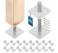 Support de poteau - set de 16 pied de poteau galvanisé et réglable - pour bois - filetage M24 mm - 160 x 160 x 250 mm - KOTARBAU