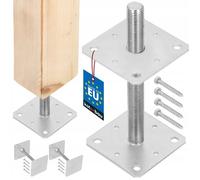 Support de poteau - set de 2 pied de poteau galvanisé et réglable - pour bois - filetage M24 mm - 160 x 160 x 250 mm - KOTARBAU