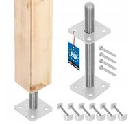 Support de poteau - set de 6 pied de poteau galvanisé et réglable - pour bois - filetage M24 mm - 80 x 80 x 250 mm - KOTARBAU