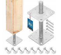 Support de poteau - set de 8 pied de poteau galvanisé et réglable - pour bois - filetage M24 mm - 110 x 110 x 250 mm - KOTARBAU