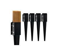 Support de poteau SucceBuy Acier Noir Pack de 4 Hauteur 61 cm pour bois 89 mm