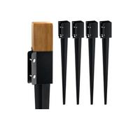 Support de poteau SucceBuy Acier Noir Pack de 4 Hauteur 91.4 cm pour bois 89 mm
