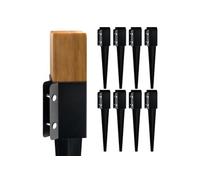 Support de poteau SucceBuy Acier Noir Pack de 8 Hauteur 61 cm pour bois 89 mm