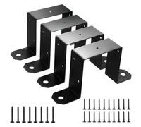 Support de poteau - Support de poteau de terrasse 4 x 4, attache de clôture en métal, de connexion d'angle de haute qualité en acier galvanisé, inoxydable, revêtement par poudre, noir mat, lot
