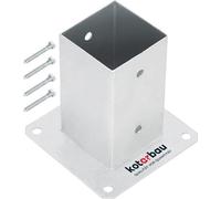 Support de poteau Unyqoos® à visser, pour poteaux en bois de 80 x 80 mm, en acier thermiquement galvanisé, plaque de base de 150 x 150 mm, épaisseur 2 mm, avec 12 trous